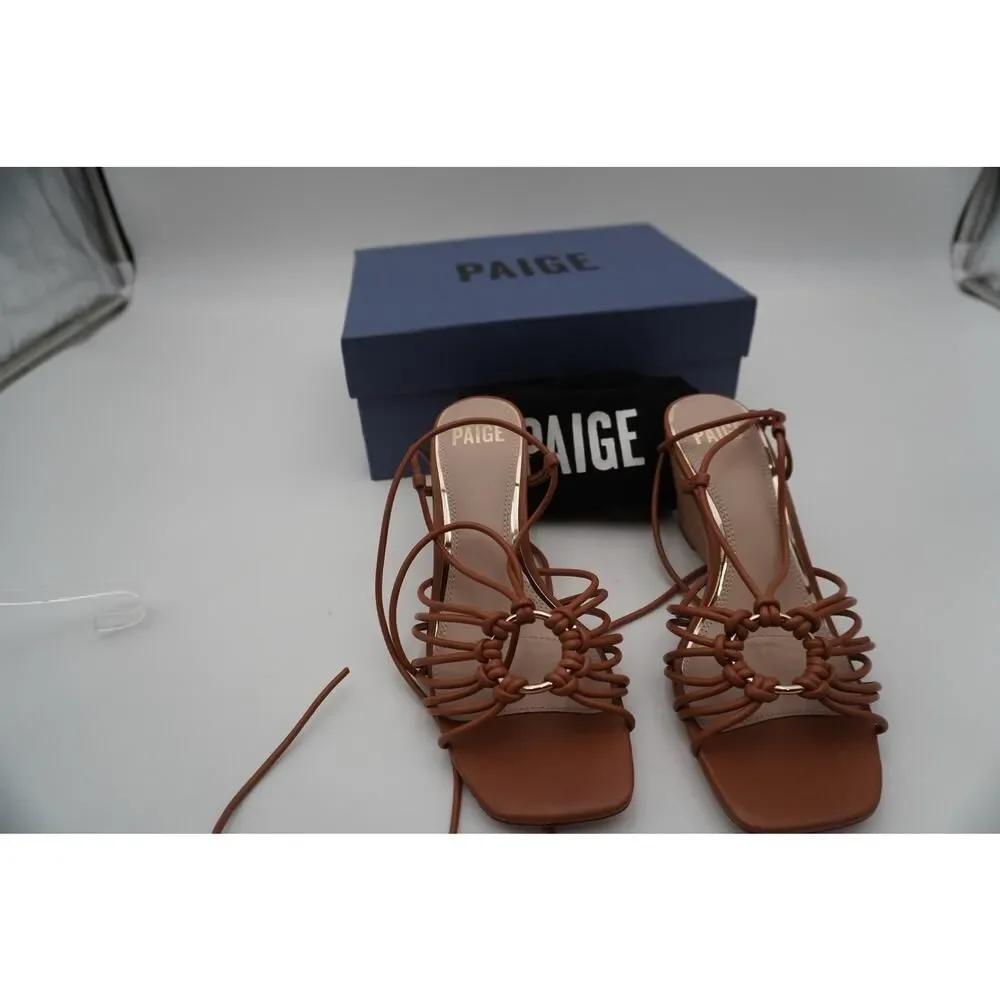 New Paige Sierra Wraparound Ankle Strap in Cognac with Jute Wedge/Chic/Sexy. Sz7